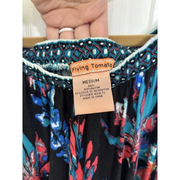Flying Tomato High Low Off the Shoulder Dress Size Medium Folkloric Tropical - Picture 6 of 6